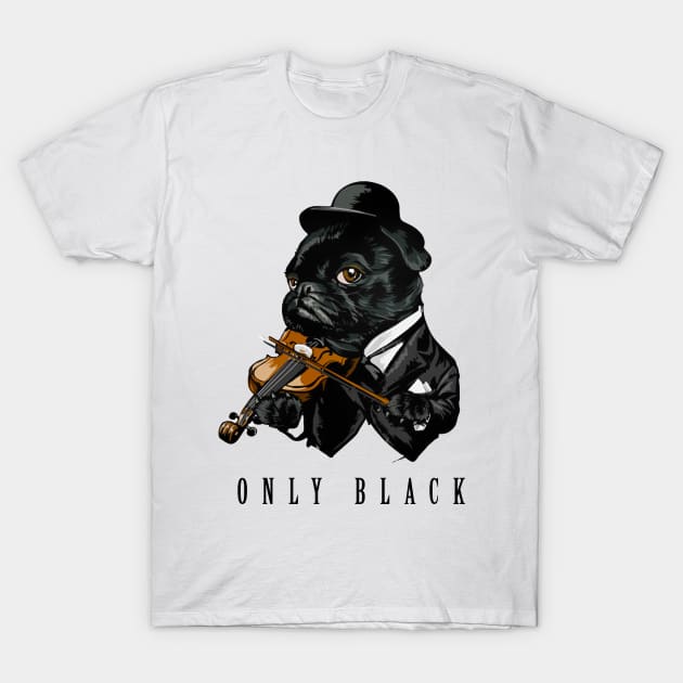 Classic black of dog play with guitar T-shirt T-Shirt by fodiwest